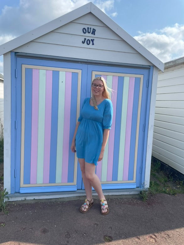 Blue Dress – Flattering Waist Fit with Pockets | Petite Dress